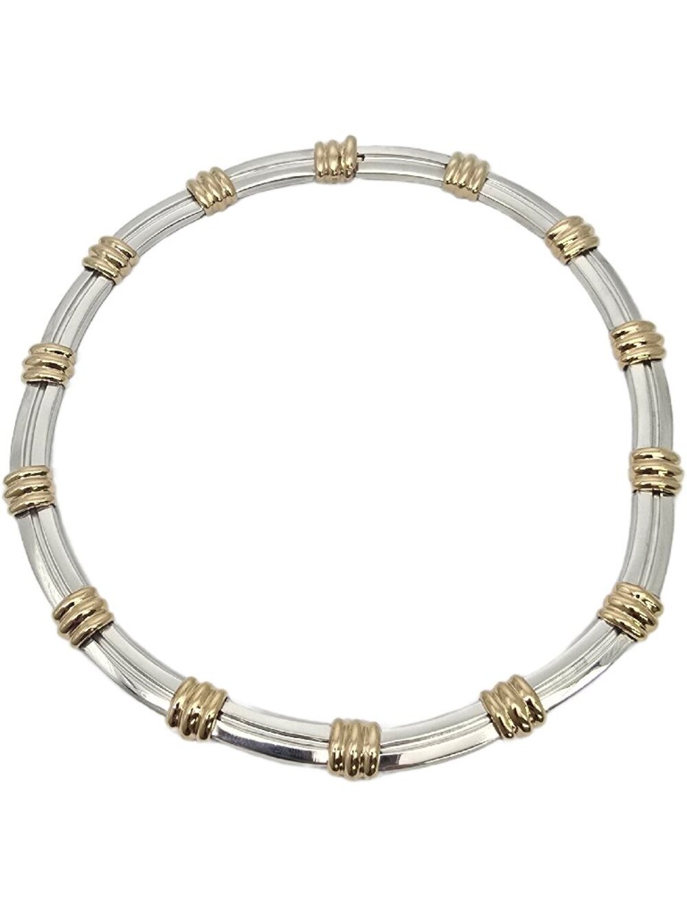 Tiffany & Co Sterling Silver 18K Gold Atlas Necklace/Choker 15.5" #25469